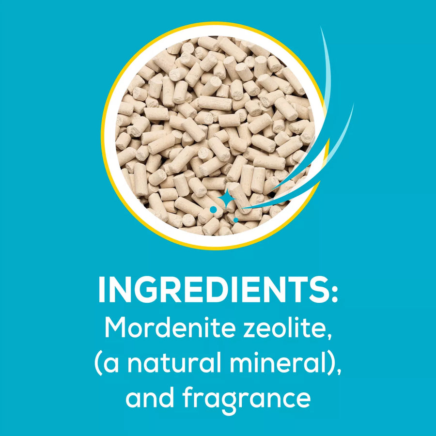 Enhanced view of pellet texture. Ingredients: Mordenite zeolite, (a natural mineral), and fragrance.