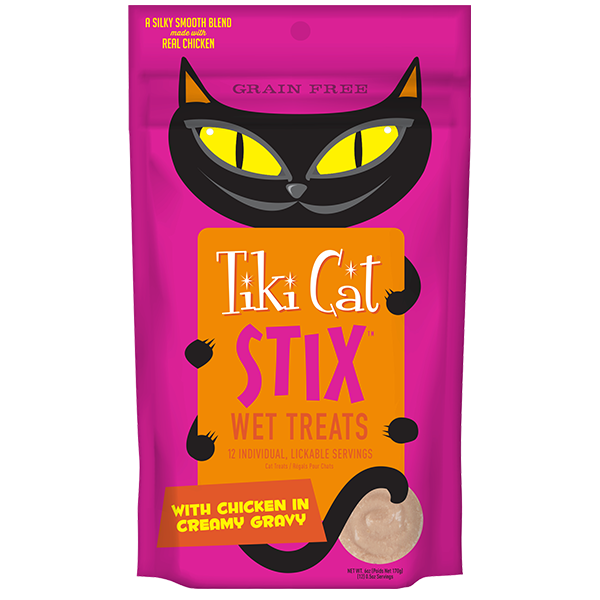 Tiki Cat Stix Chicken Mousse Cat Treats 12 Single Serve-Pouches Front Packaging