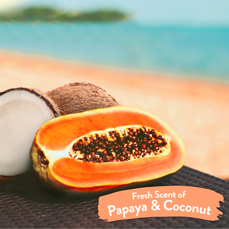 Fresh scent of Papaya & Coconut in Tropiclean  Luxury 2-in-1 Pet Wipes