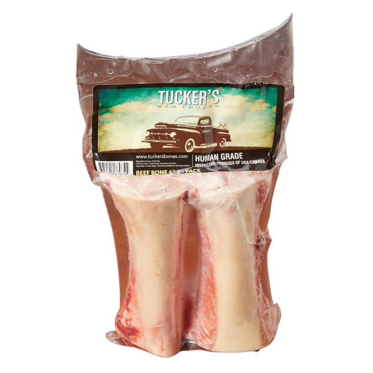Tucker's Raw Frozen Beef Bones for Dogs 6 Inch 2 Pack Front of Package
