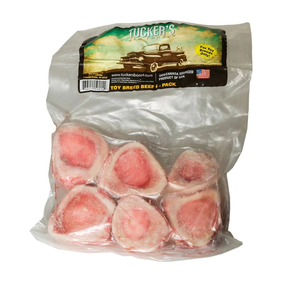 6-Pack of Tuckers Frozen Raw Beef Bones Food for Toy Breed Dogs 