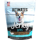 Front pouch of Ultimates Jerky Whitefish Bites Dog Treats Training Treat Size 7oz