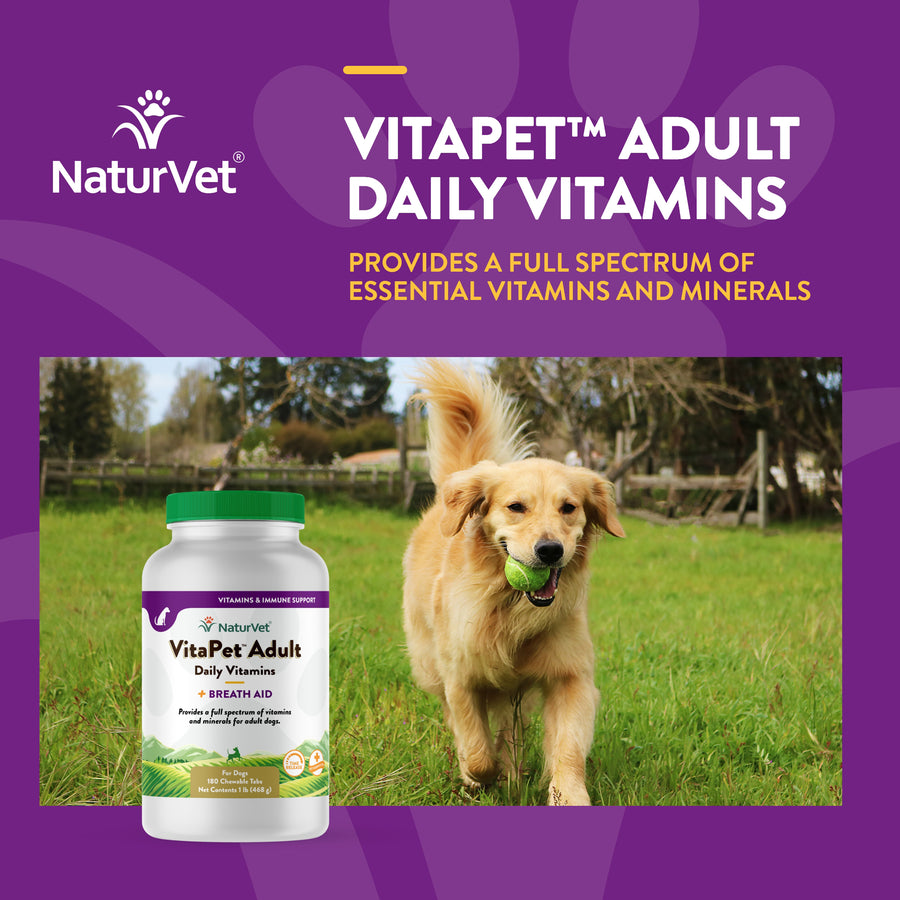 NaturVet VitaPet Adult Daily Multivitamin Supplement Chewable Tabs for Dogs