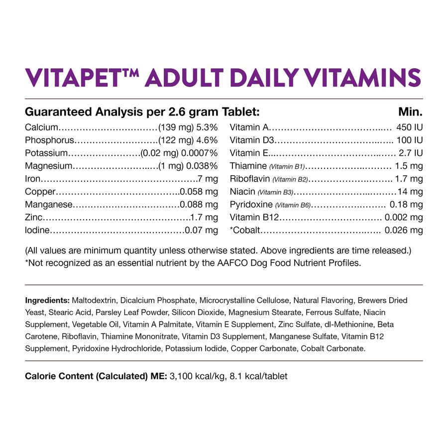 NaturVet VitaPet Adult Daily Multivitamin Supplement Chewable Tabs for Dogs