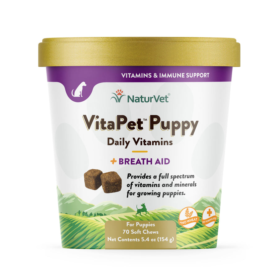 NaturVet VitaPet Puppy Daily Vitamins Plus Breath Aid for Puppies, 70 ct Soft Chews