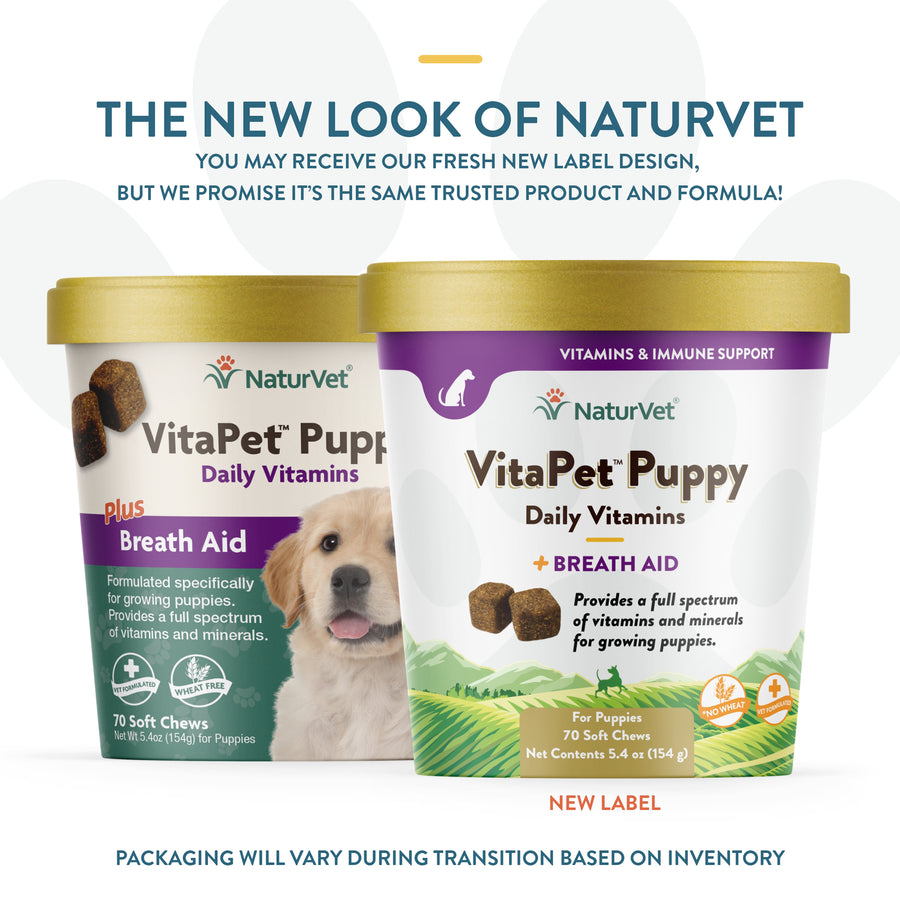 NaturVet VitaPet Puppy Daily Vitamins Plus Breath Aid for Puppies, 70 ct Soft Chews