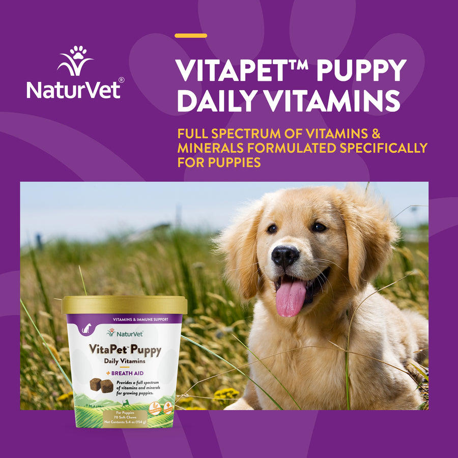 NaturVet VitaPet Puppy Daily Vitamins Plus Breath Aid for Puppies, 70 ct Soft Chews