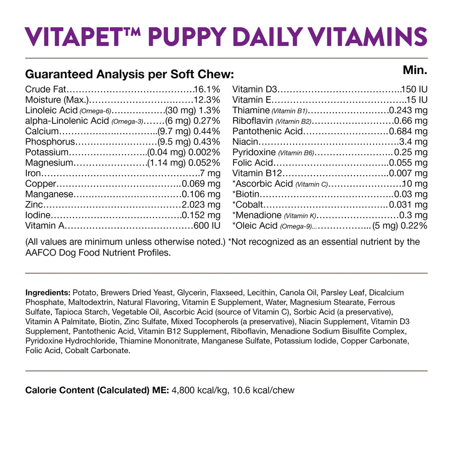 NaturVet VitaPet Puppy Daily Vitamins Plus Breath Aid for Puppies, 70 ct Soft Chews