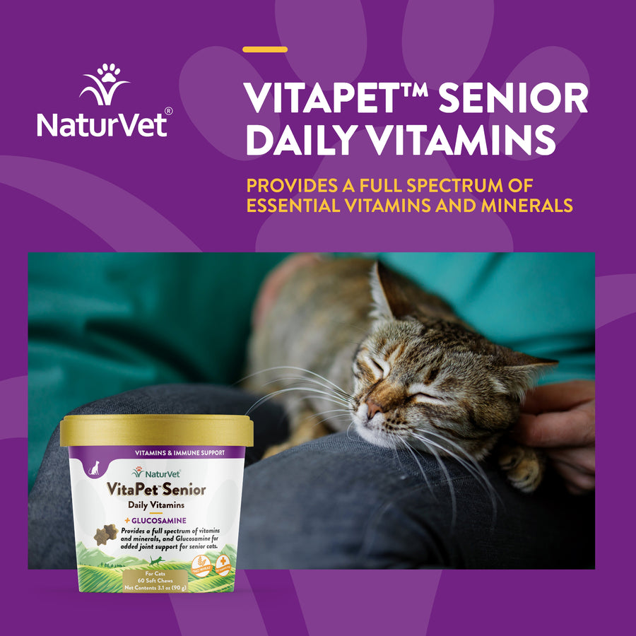 NaturVet VitaPet Senior Daily Vitamins Soft Chews for Cats