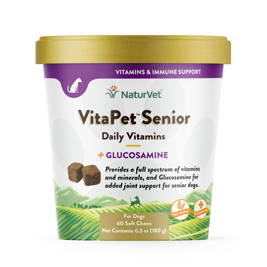 NaturVet VitaPet Senior Daily Vitamins Plus Glucosamine Soft Chews for Dogs 60ct