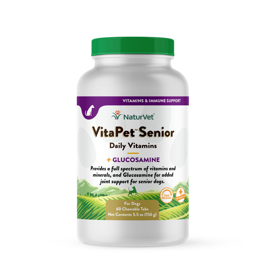 NaturVet VitaPet Senior Daily Vitamins Plus Glucosamine for Dogs, 60 ct Chewable Tabs