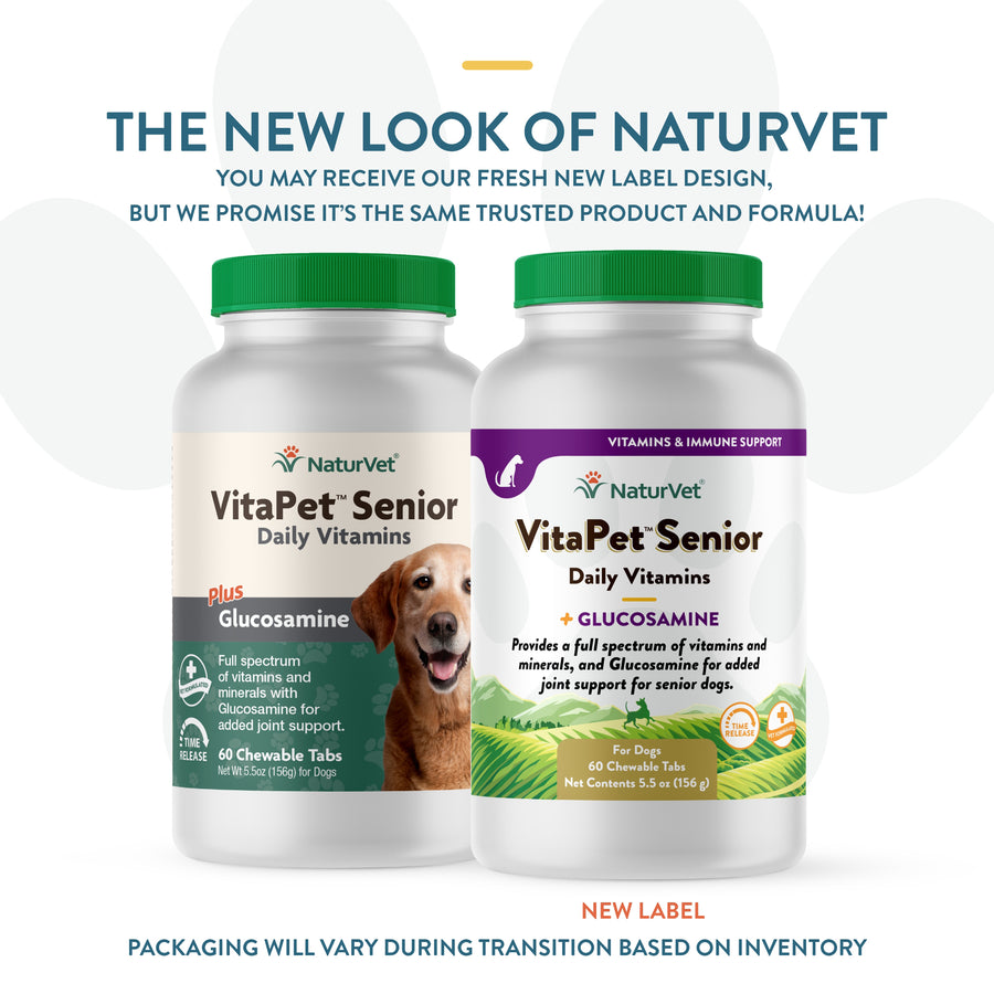 NaturVet VitaPet Senior Daily Vitamins Plus Glucosamine for Dogs, 60 ct Chewable Tabs