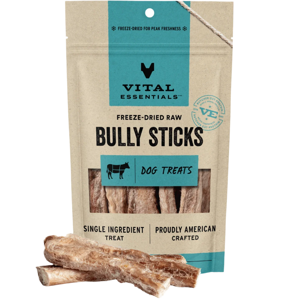 Front Packaging of Vital Essentials Freeze-Dried Bully Sticks Dog Treat