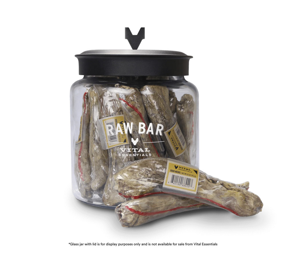 Vital Essentials Freeze-Dried Duck Neck Dog Treats in a Jar