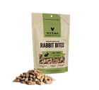 Front pouch of Vital Essentials Freeze-Dried Rabbit Bites Dog Treats 5oz