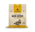 Vital Essentials Freeze-Dried Raw Duck Entree Dog Food Mini Patties 14oz, Front of bag