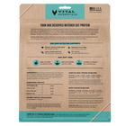 Back Packaging of Vital Essentials Freeze Dried Beef & Salmon Soft Nibs Dog Food 14 oz