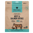 Front Packaging of Vital Essentials Freeze Dried Beef & Salmon Soft Nibs Dog Food 14 oz