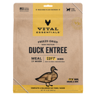 Front packaging of Vital Essentials Freeze Dried Duck Soft Nibs Cat Food 12 oz 