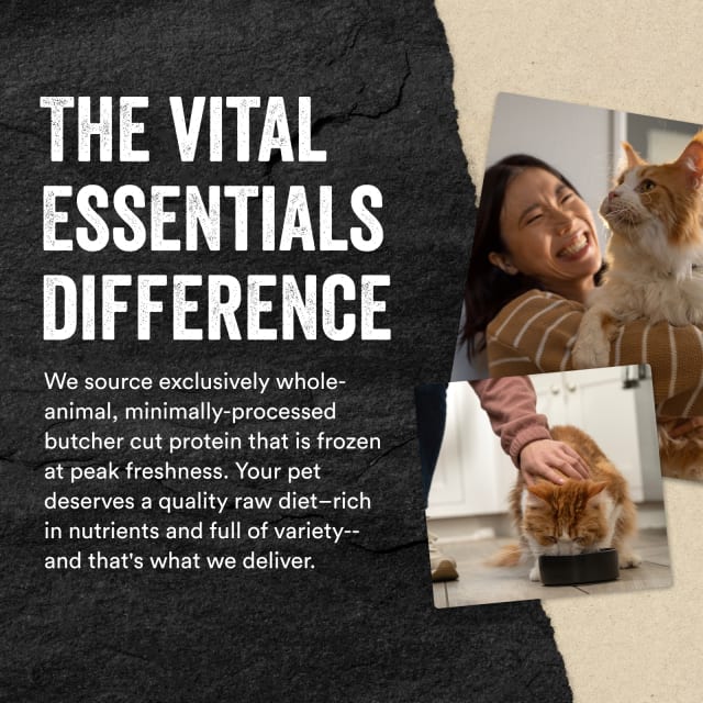 Vital Essentials Freeze Dried Grain Free Duck Mini Patties Limited Ingredient Entree for Cats, Differences