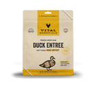 Vital Essentials Freeze Dried Grain Free Duck Mini Patties Limited Ingredient Entree for Cats 8oz, Front Packaging