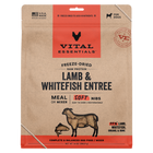 Front packaging of Vital Essentials Freeze Dried Lamb & Whitefish Soft Nibs Dog Food 14 oz