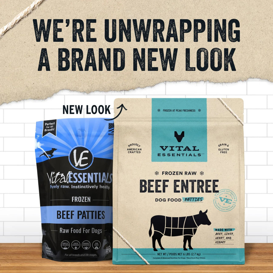 New look of Vital Essentials Frozen Raw Beef Entree Patties Dog Food 6 lbs