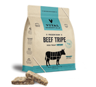 Front bag of Vital Essentials Frozen Raw Beef Tripe Entree Patties Dog Food 6 lbs
