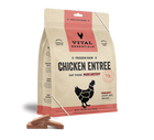 Front bag of Vital Essentials Frozen Raw Chicken Entree Mini Patties Cat Food 28oz