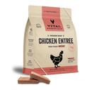 Front bag of Vital Essentials Frozen Raw Chicken Entree Patties Dog Food 6 lbs