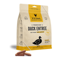 Front Bag of Vital Essentials Frozen Raw Duck Entree Mini Patties Cat Food 28 oz