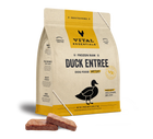 Front bag of Vital Essentials Frozen Raw Duck Entree Patties Dog Food 6 lbs