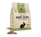 Front bag of Vital Essentials Frozen Raw Rabbit Entree Mini Patties Cat Food 28 oz