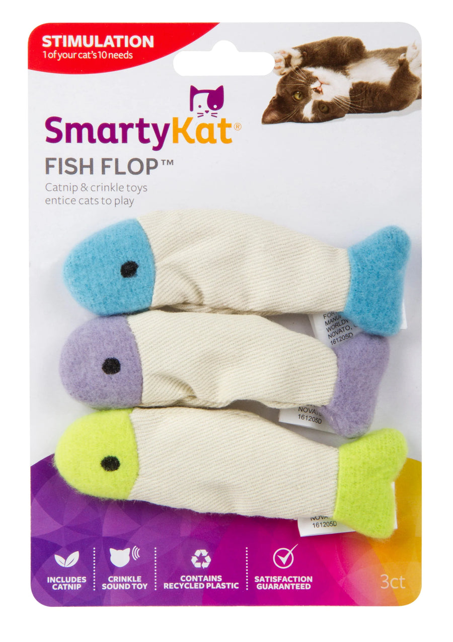 SmartyKat Fish Flop Plush Crinkle Catnip Toy Set of 3 Cat Toy