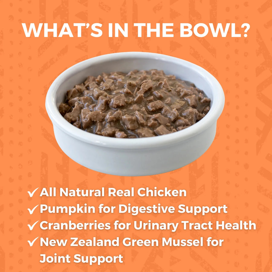 *All natural real chicken
*Pumpkin for digestive support
*Cranberries for urinary tract health
*New Zealand green mussel for joint support