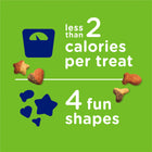 Whisker Lickin's Tuna Crunchy Bites Cat Treats has less than 2 calories per treat and 4 fun shapes