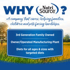 Why NutriSource? 3rd Generation Family owned, owner/operated manufacturing plant, diets for all ages & sizes with targeted diets.