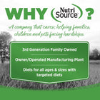 3rd Generation Family owned, owner/operated manufacturing plant, diets for all ages & sizes with targeted diets.