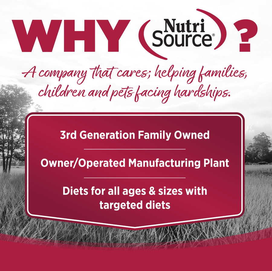 Why NutriSource? 3rd Generation Family owned, owner/operated manufacturing plant, diets for all ages & sizes with targeted diets.