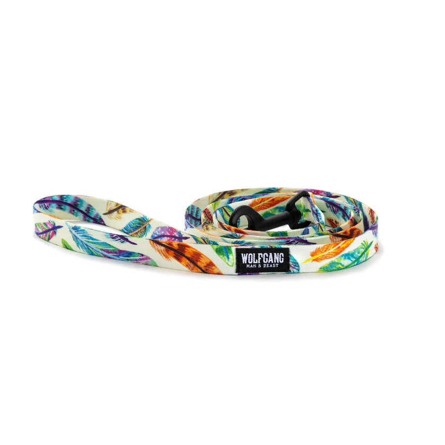 Wolfgang Featherfriend Dog Leash Coiled in a white background