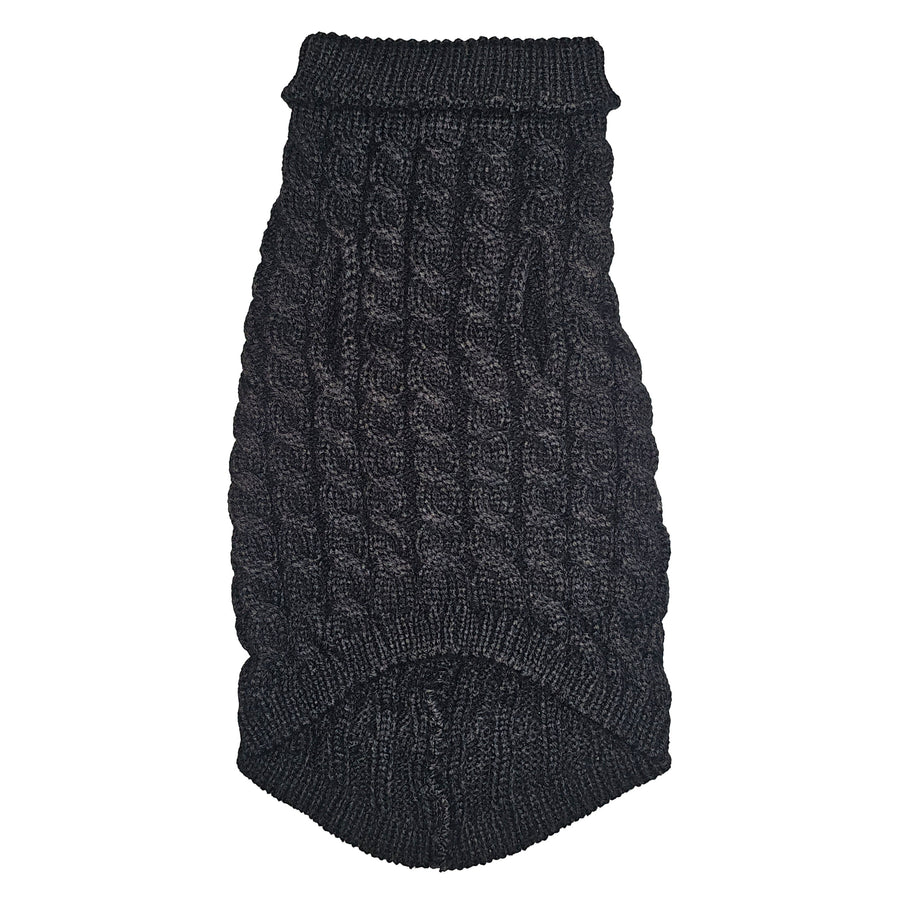 WonderfulPet Twist Knit Pullover Dog Sweater in Black