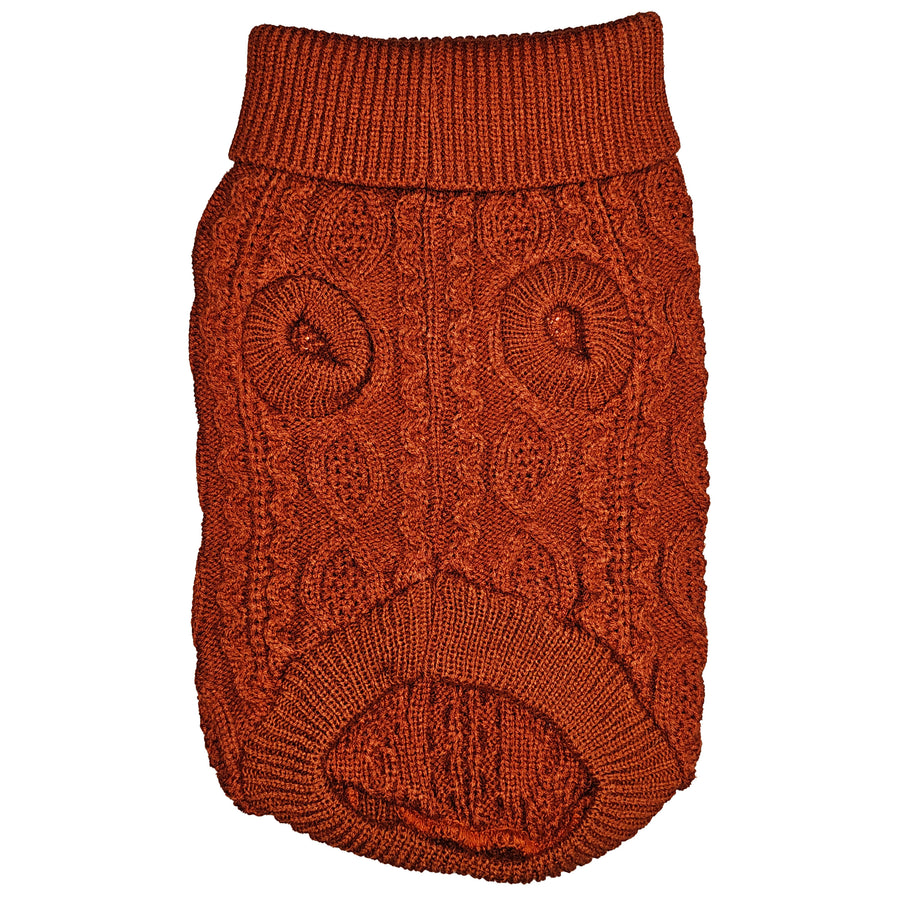 Parisian Pet Pullover Cable Knit Dog Sweater in Terra Cotta