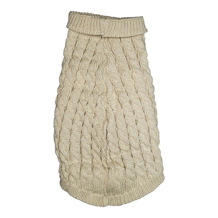 WonderfulPet Twist Knit Pullover Dog Sweater in Cream