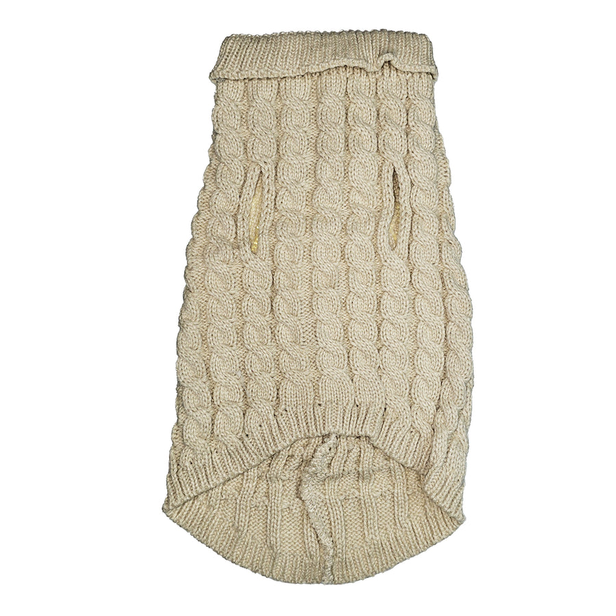 WonderfulPet Twist Knit Pullover Dog Sweater in Cream