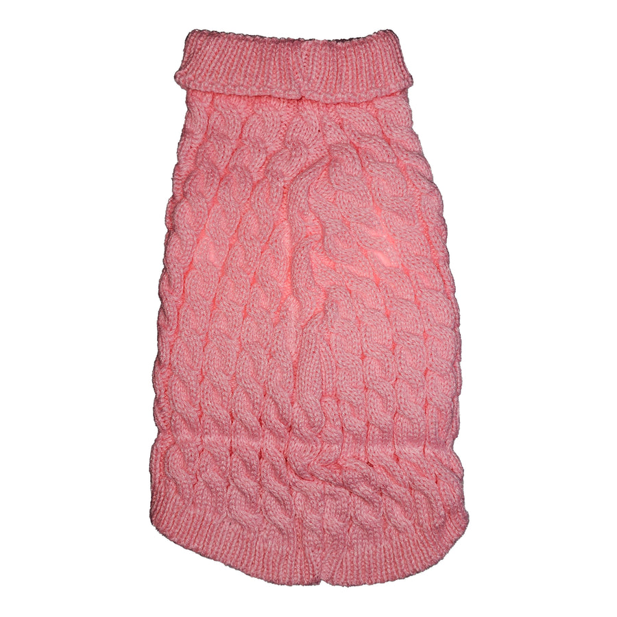 WonderfulPet Twist Knit Pullover Dog Sweater in Pink