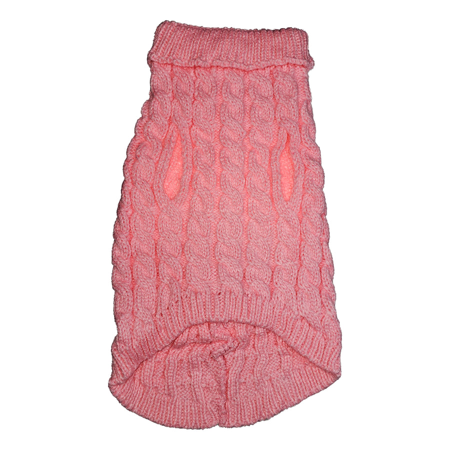 WonderfulPet Twist Knit Pullover Dog Sweater in Pink