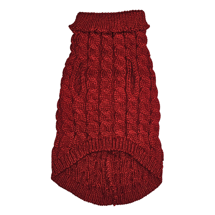 WonderfulPet Twist Knit Pullover Dog Sweater in Red