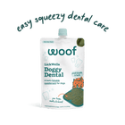 Woof Lickwells Doggy Dental Lickable Dog Treat Pouch front. 