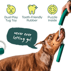 *Dual Play Tug Toy
*Tooth-Friendly Rubber
*Puzzle Inside