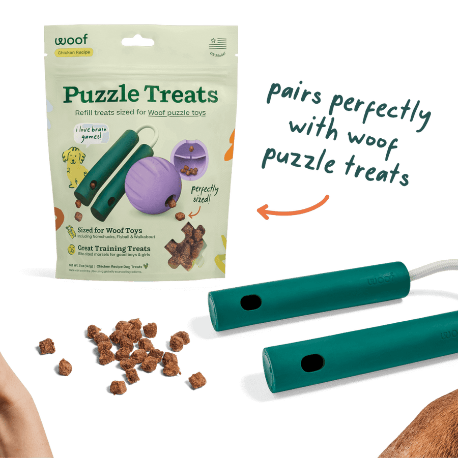 Pairs perfectly with Woof puzzle treats. 